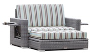 All Weather Patio Wicker Love Seat with Storage Ottoman