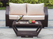 All Weather Wicker Loveseat with Coffee Table On Sale