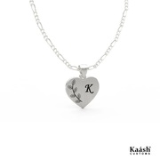 Heart Initial Name Necklace With Branch Of Leaves 